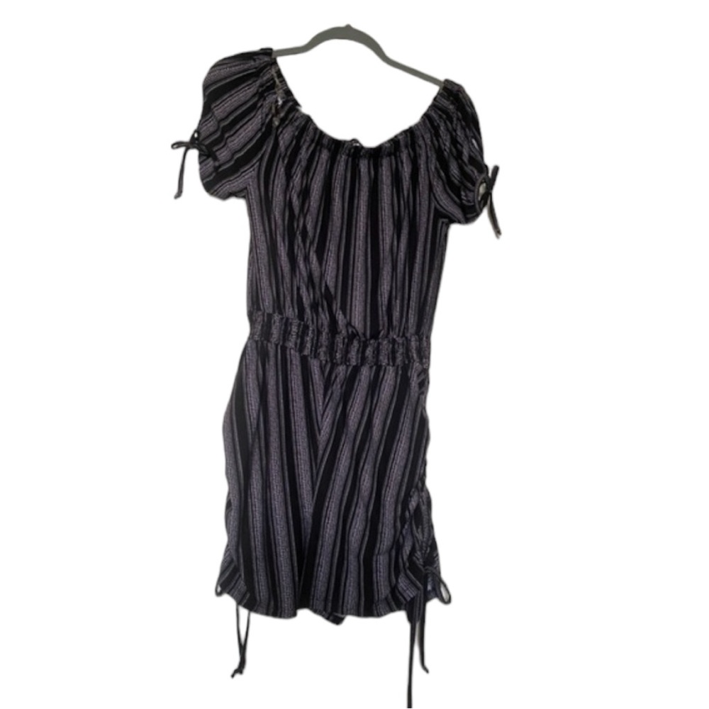 Black & white stripe off the shoulder romper size large